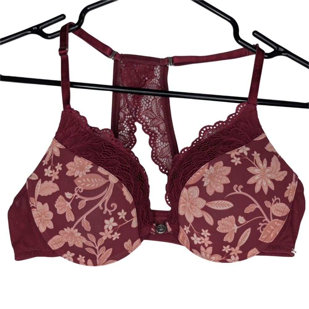 La Vie En Rose 36 B Red Padded push up Racer back adjustable bra